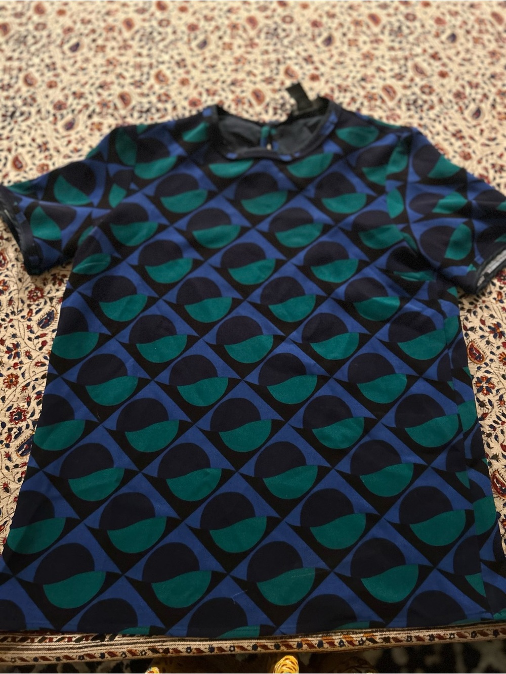 Marc Jacob’s Women’s Geometric Short-Sleeve Shirt in Blue & Green